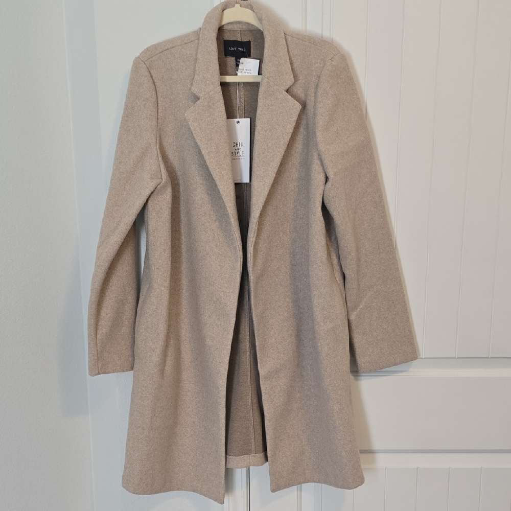 Love Tree Women's Light Beige Single-Breasted Trench Coat